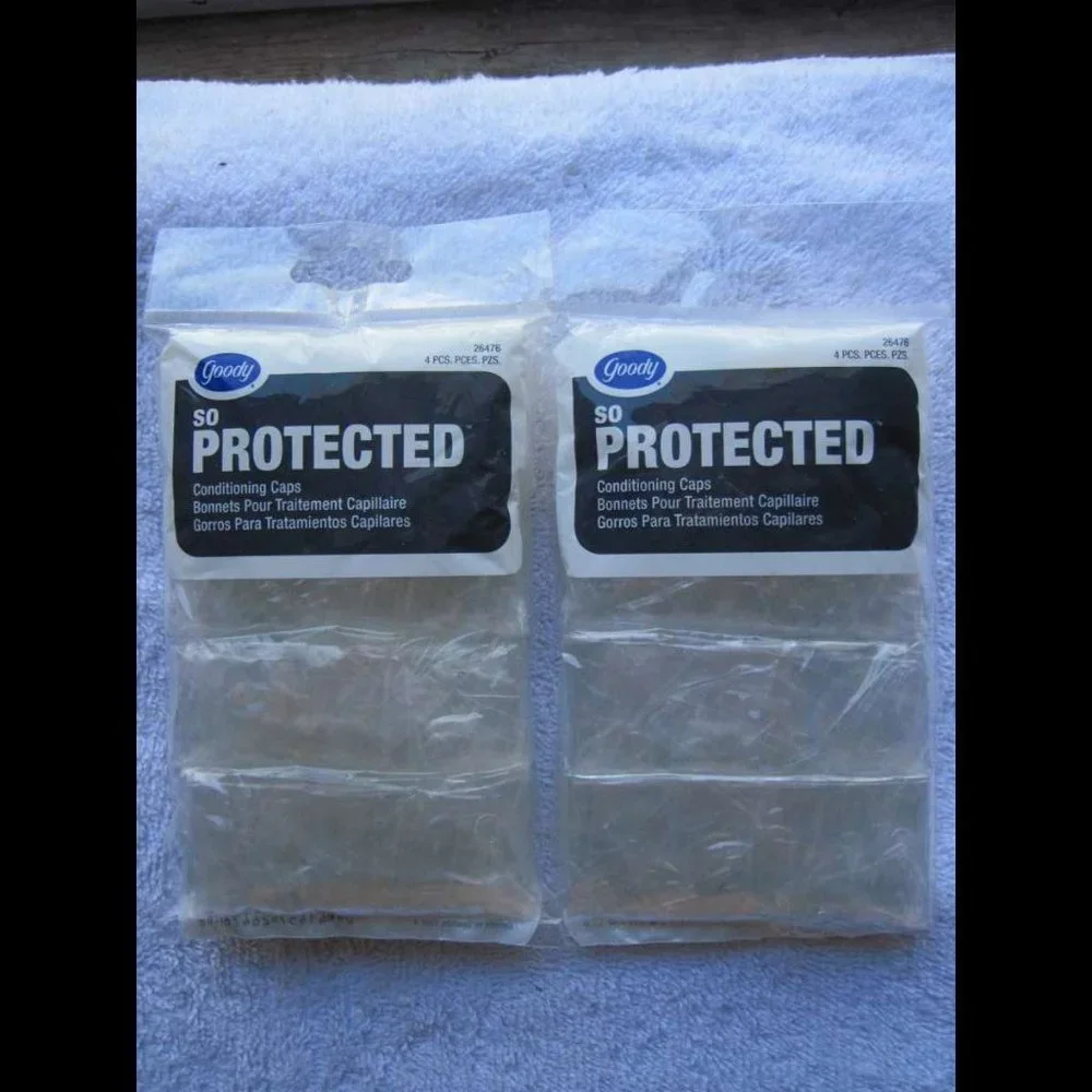 4 Goody So Protected Hair Conditioning Caps Clear Plastic Perms Coloring Relaxer